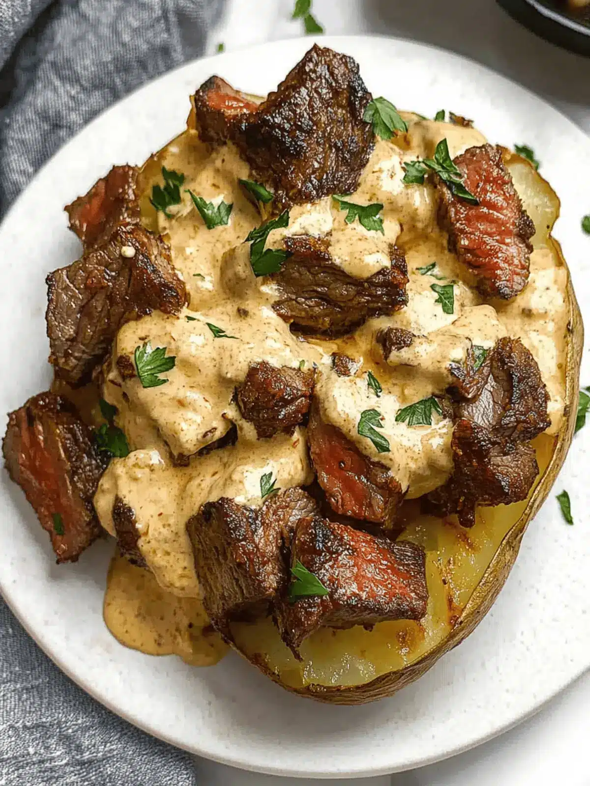 Loaded Baked Potato with Steak Bites
