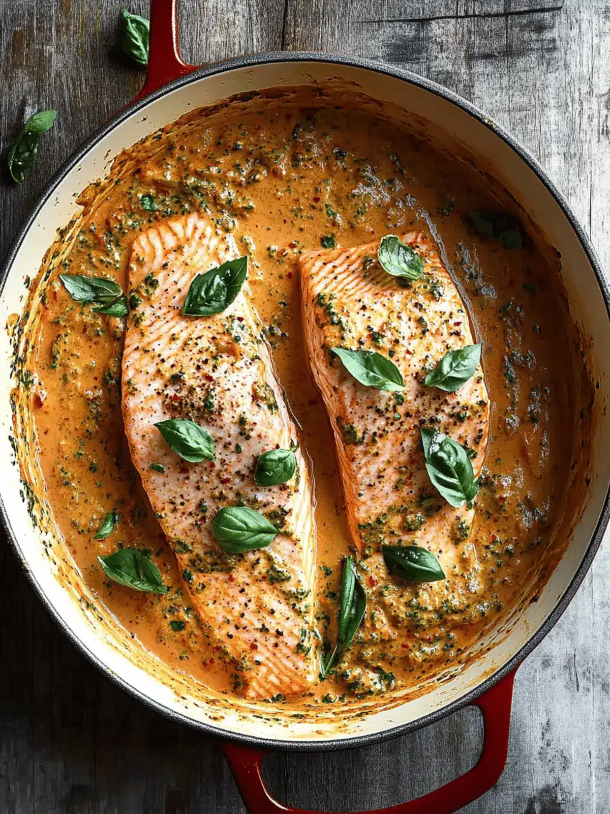 Salmon in Creamy Red Pesto Sauce
