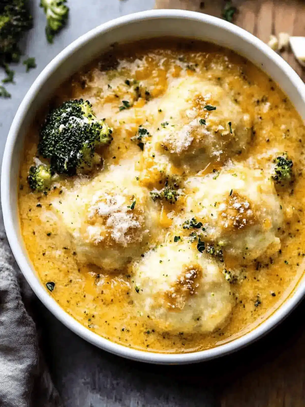 One Pot Broccoli Cheddar and Dumplings