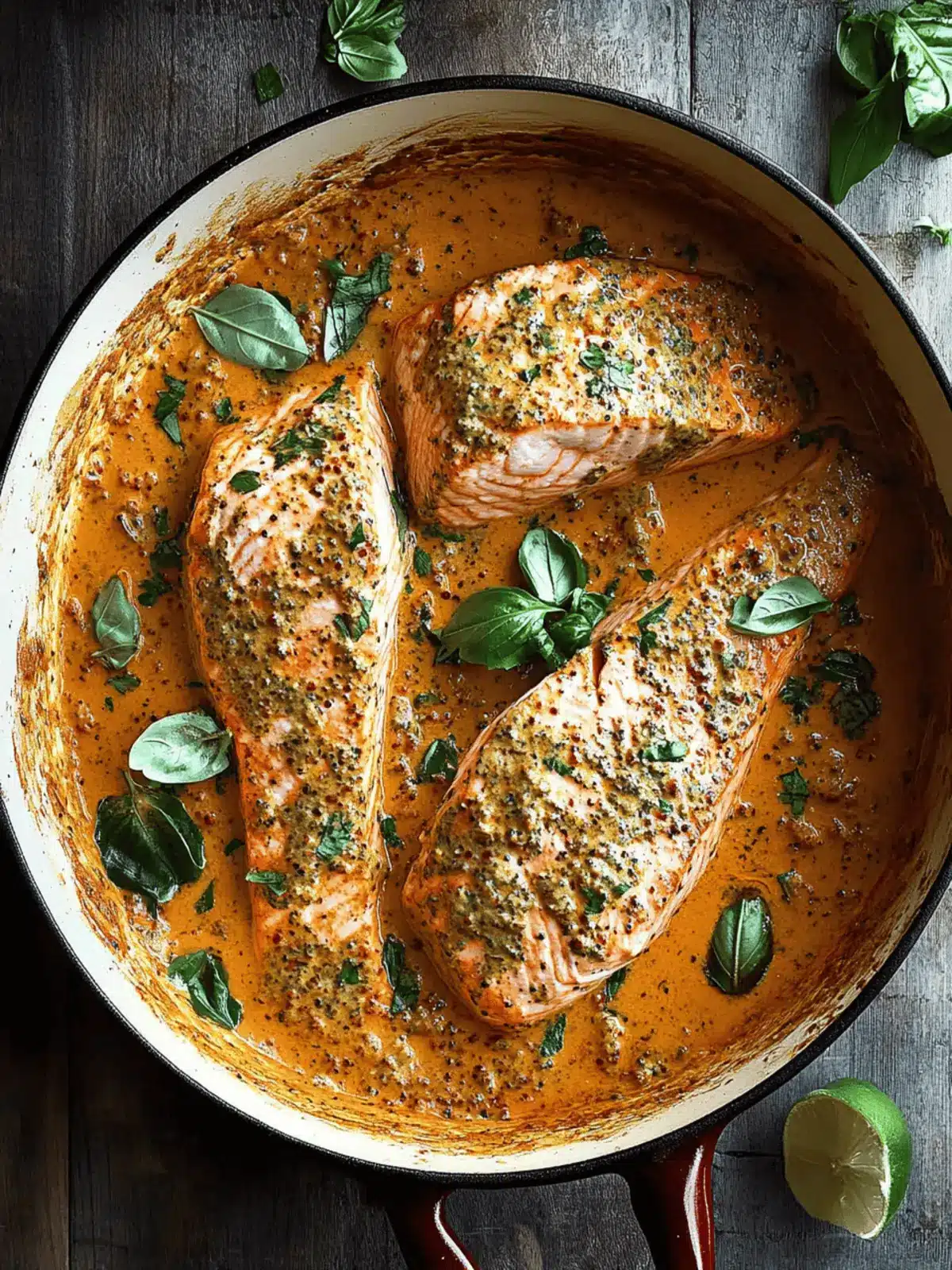 Salmon in Creamy Red Pesto Sauce