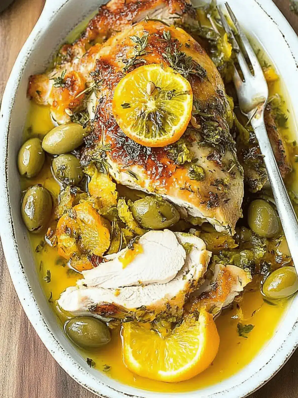 Herb Roasted Chicken with Warm Olives and Citrus Magic