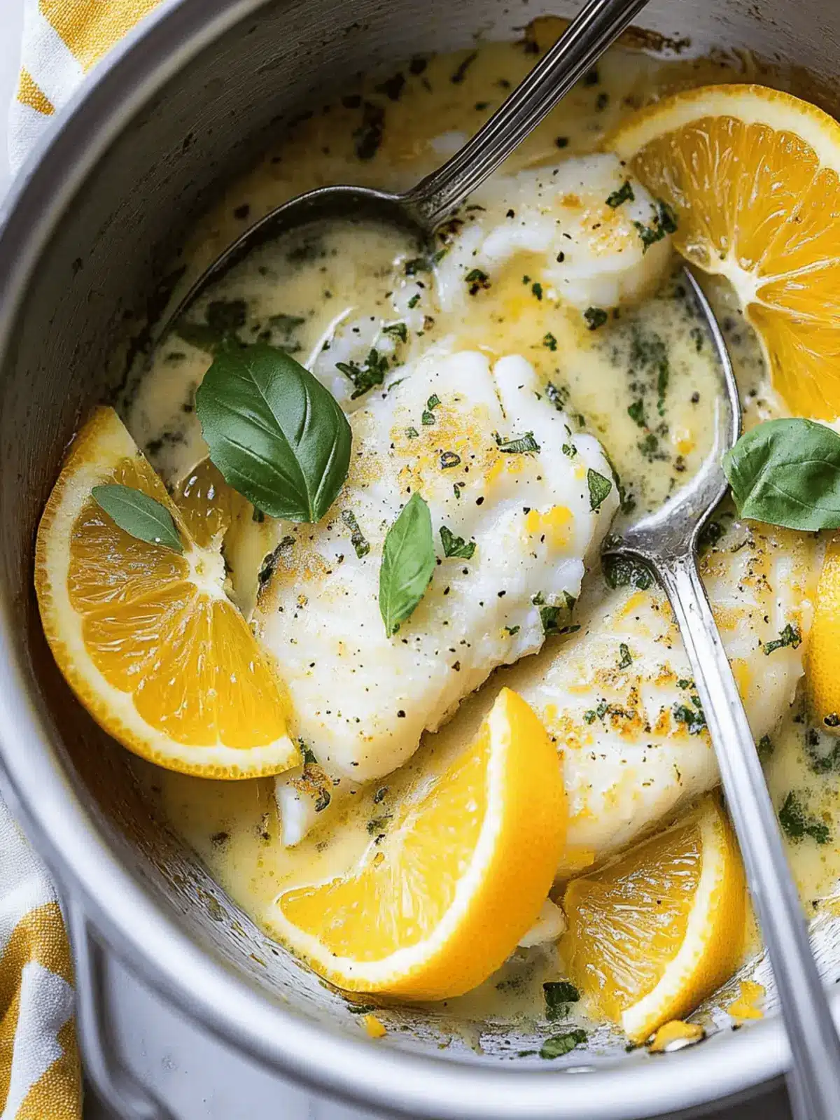 Pan Fried Cod in a Citrus and Basil Butter Sauce