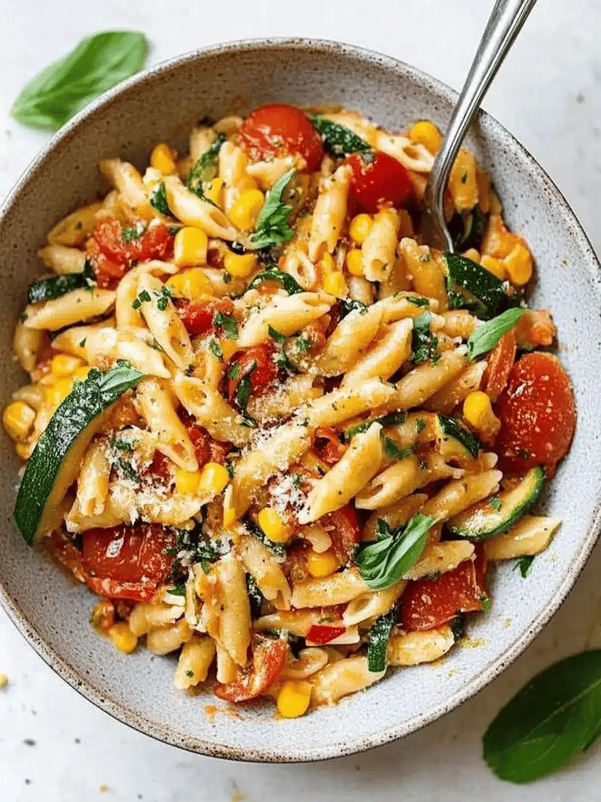 Summer Cavatelli with Corn, Tomatoes and Zucchini Delight
