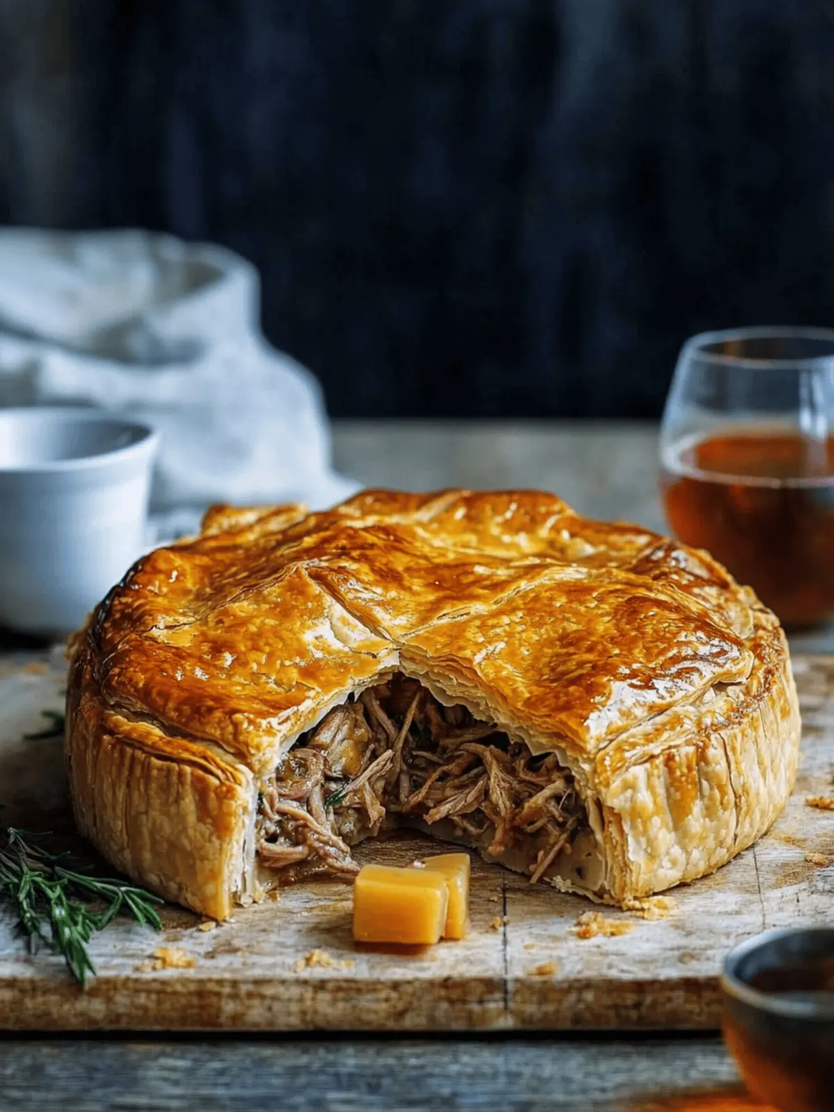 Pulled Lamb, Rosemary and Cheese Pie