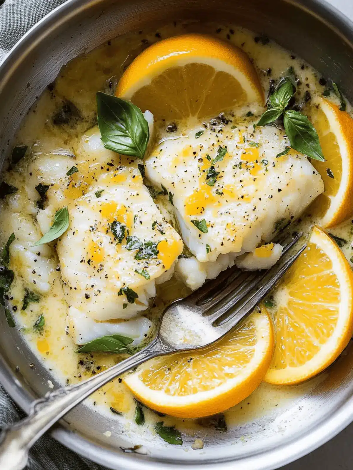 Pan Fried Cod in a Citrus and Basil Butter Sauce