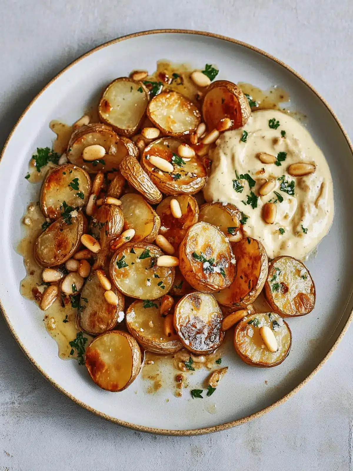 Irresistible Roasted Potatoes with Aïoli and Pinenuts Delight 4 Roasted Potatoes with Aïoli and Buttered Pinenuts
