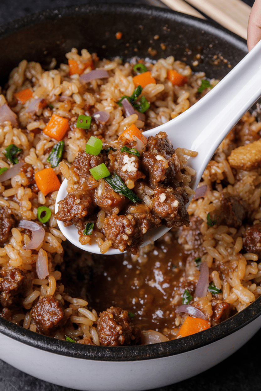 Onion Beef Fried Rice