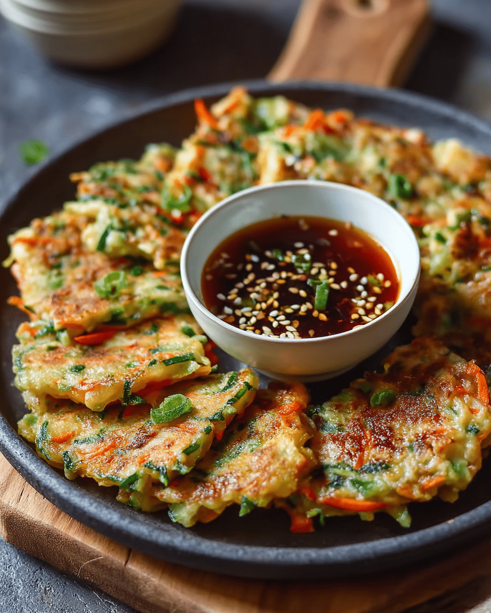 Veggie Pancakes with Asian Dipping Sauce