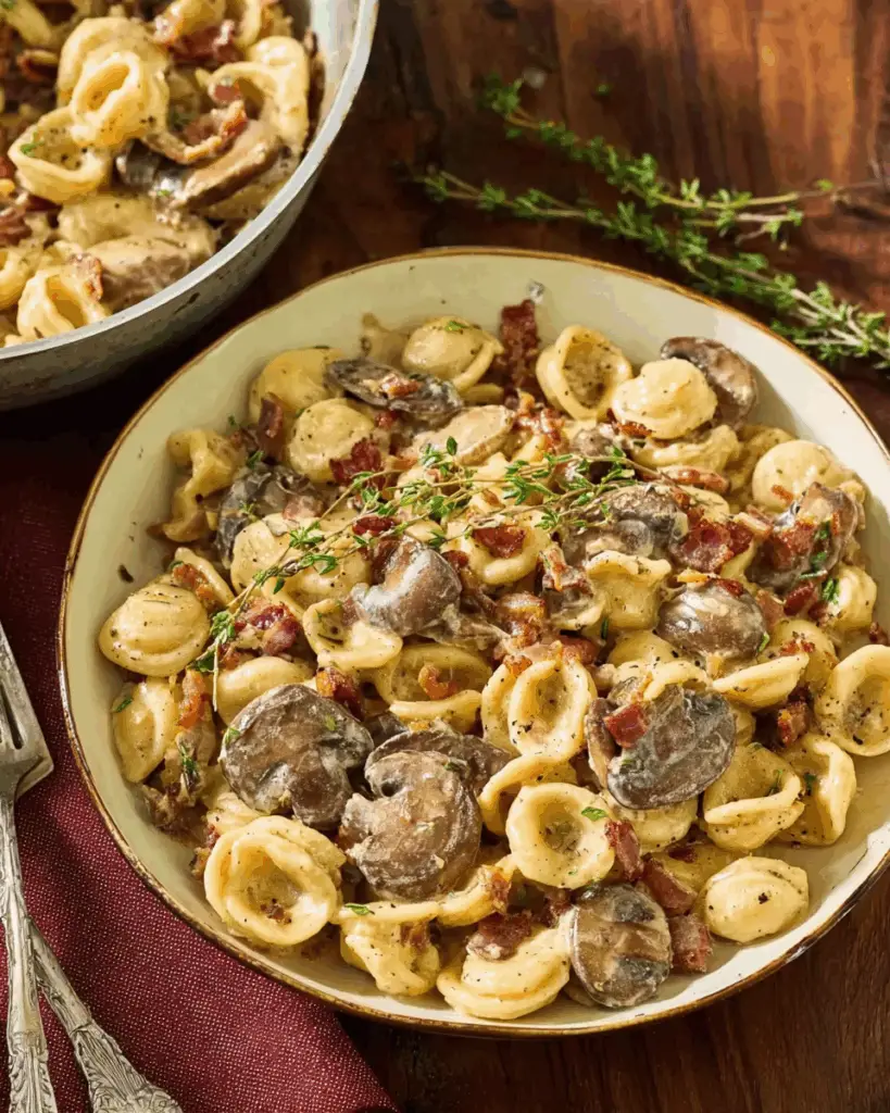 Orecchiette with Mushroom Thyme Sauce