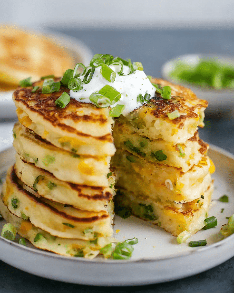 Cheesy Savory Pancakes with Green Onions