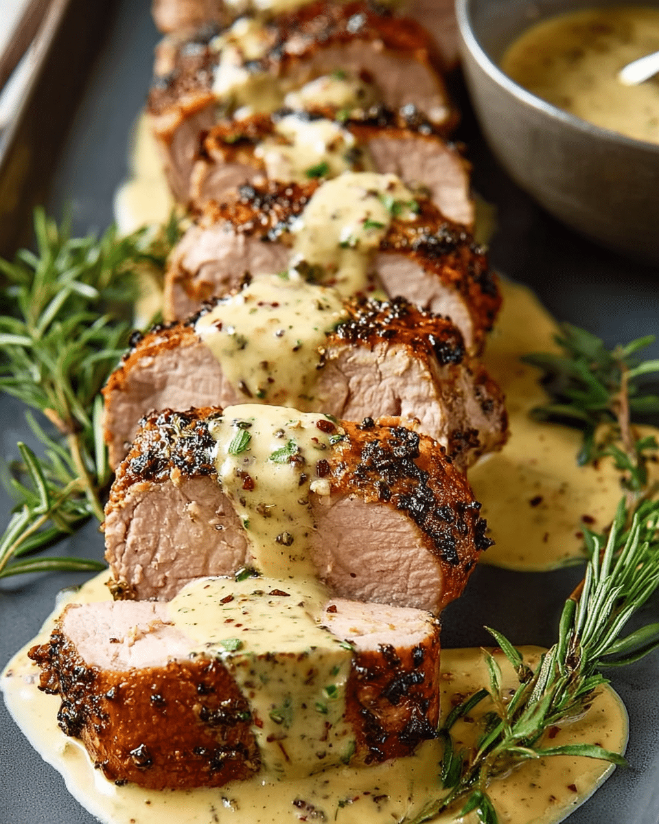 Oven-Baked Pork Tenderloin with Dijon Cream Sauce