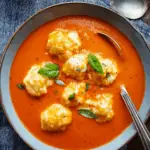 Tomato Soup with Cheese Dumplings