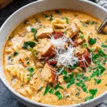Creamy Parmesan Cajun Chicken Pasta Soup