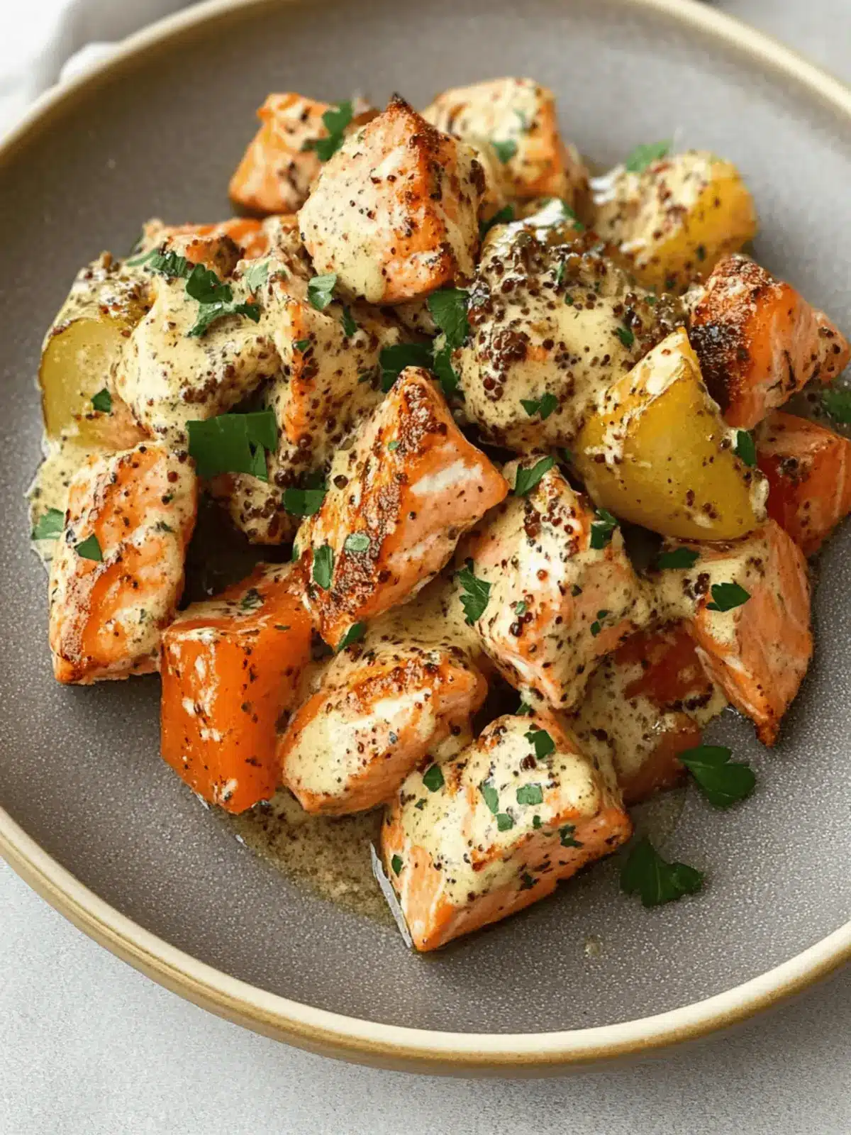 Honey Mustard Salmon Bites and Veggies