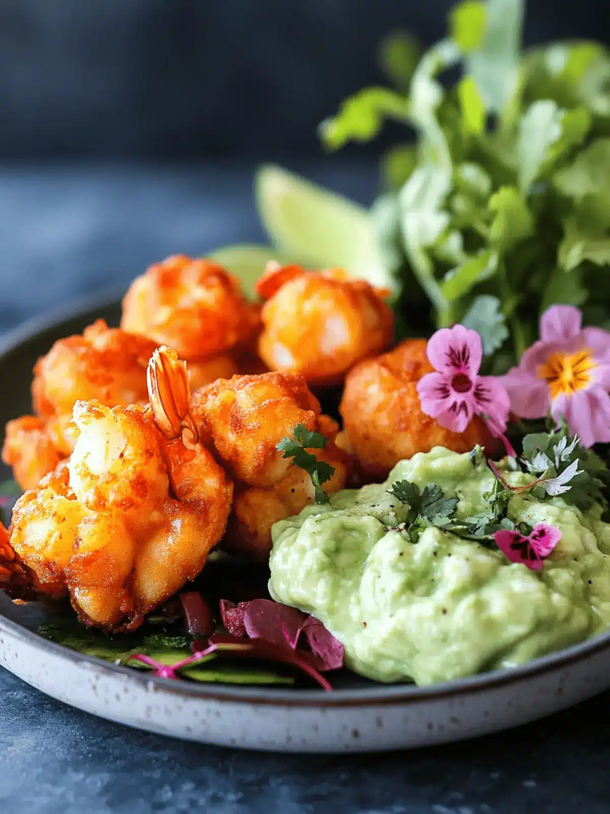 Blue Cheese Lobster Beignets with Spicy Avocado Cream + Garden Veggie Sauté