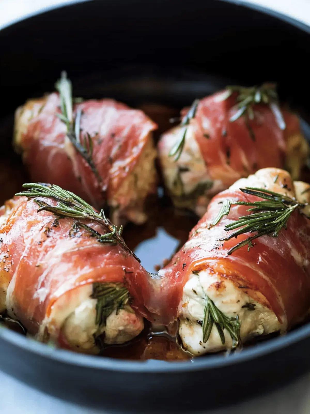 Goat Cheese Stuffed Rosemary Chicken Wrapped in Prosciutto