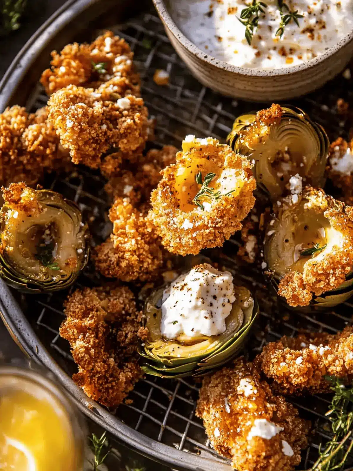 Baked Artichokes with Honey Whipped Feta