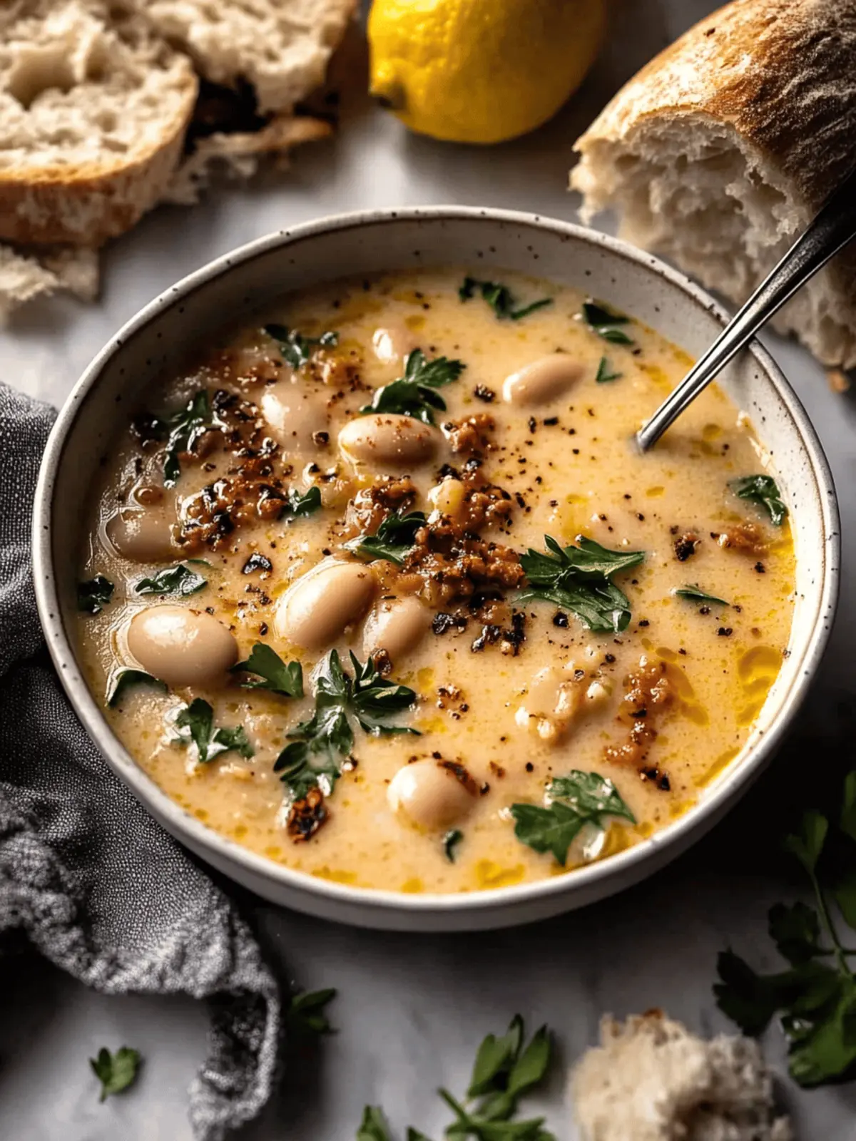 Creamy Tuscan White Bean Lemon Soup for Cozy Nights In