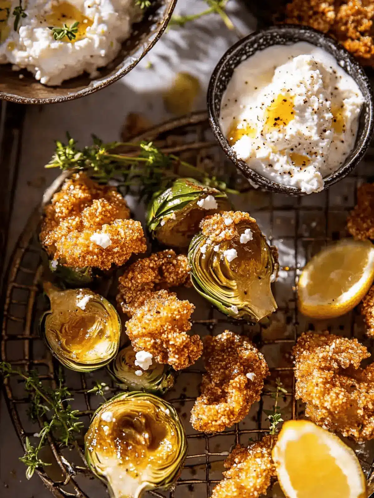Baked Artichokes with Honey Whipped Feta