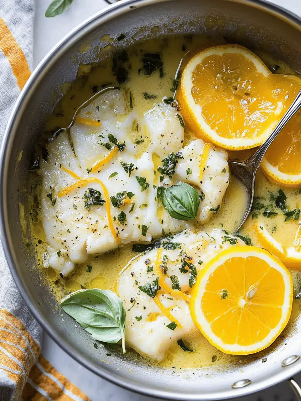 Pan Fried Cod in a Citrus and Basil Butter Sauce
