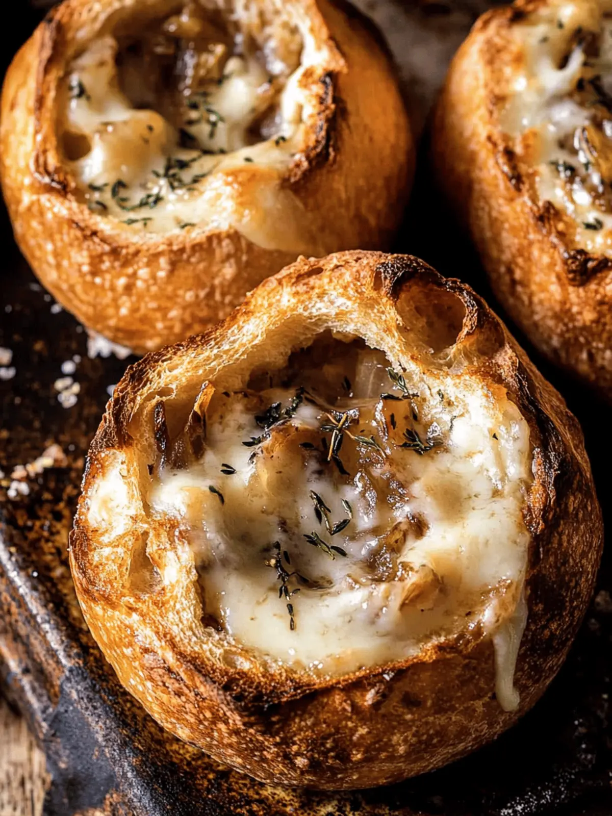 Creamy French Onion Soup In Bread Bowls