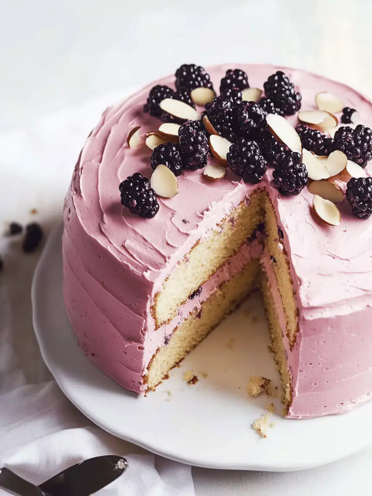 Almond Layer Cake with Blackberry Buttercream