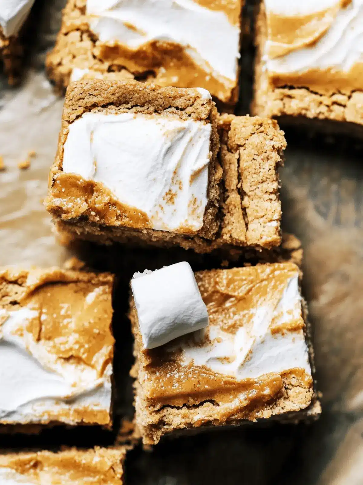 Toasted Marshmallow Peanut Butter Cookie Bars