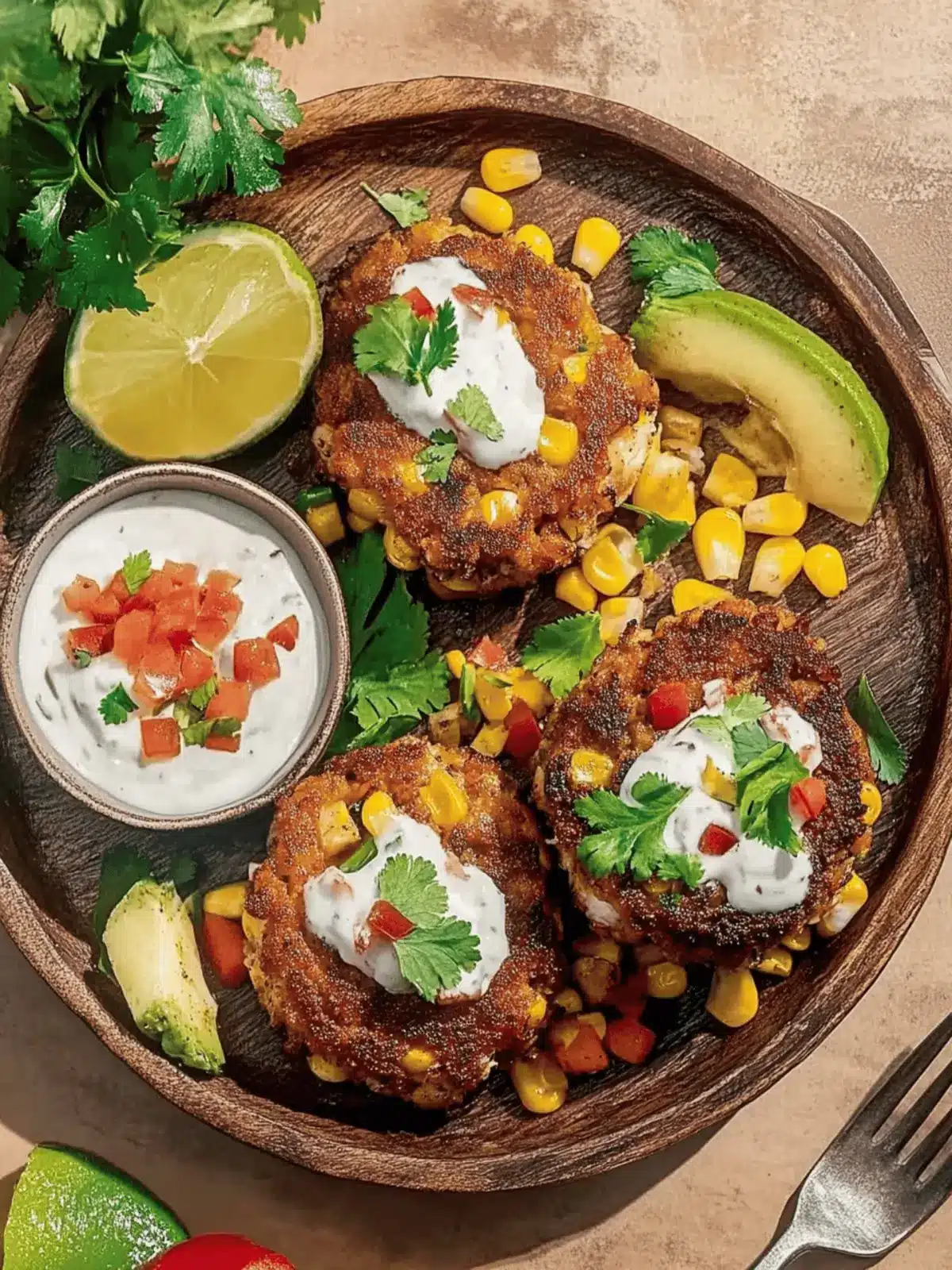 Ancho Chile Corn and Poblano Crab Cakes