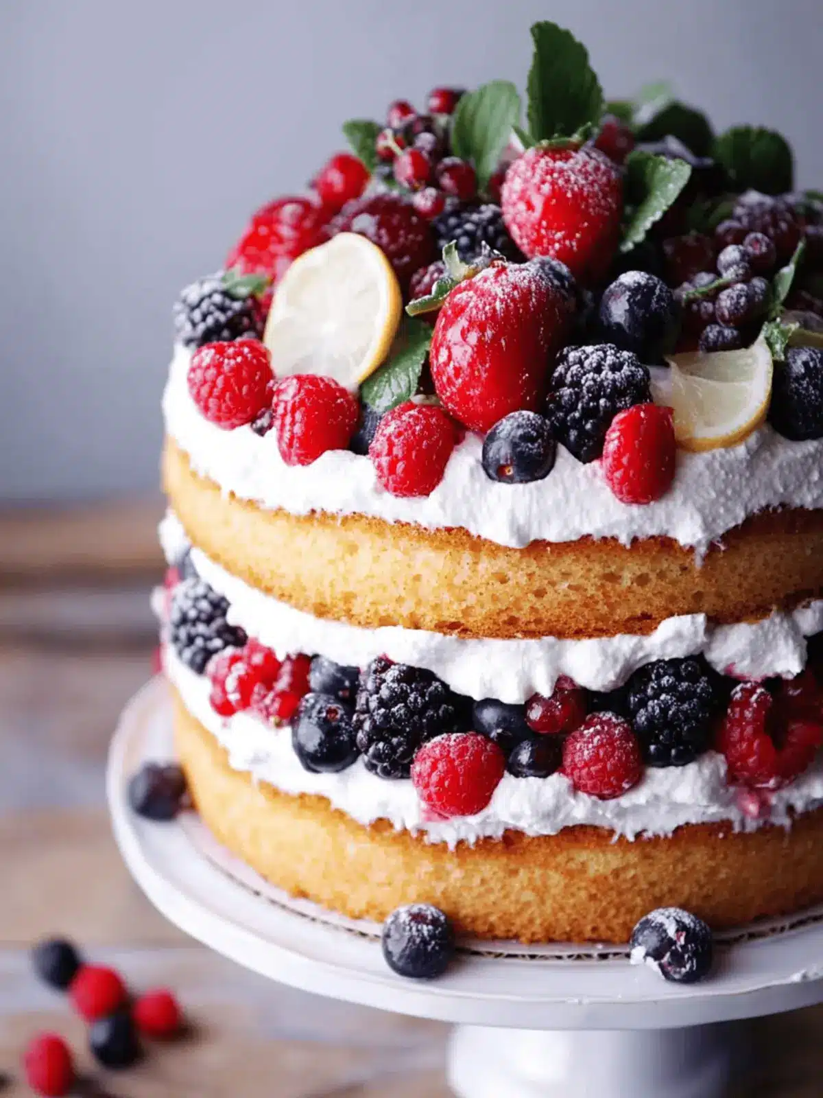 Lemon Layer Cake with Fresh Berries
