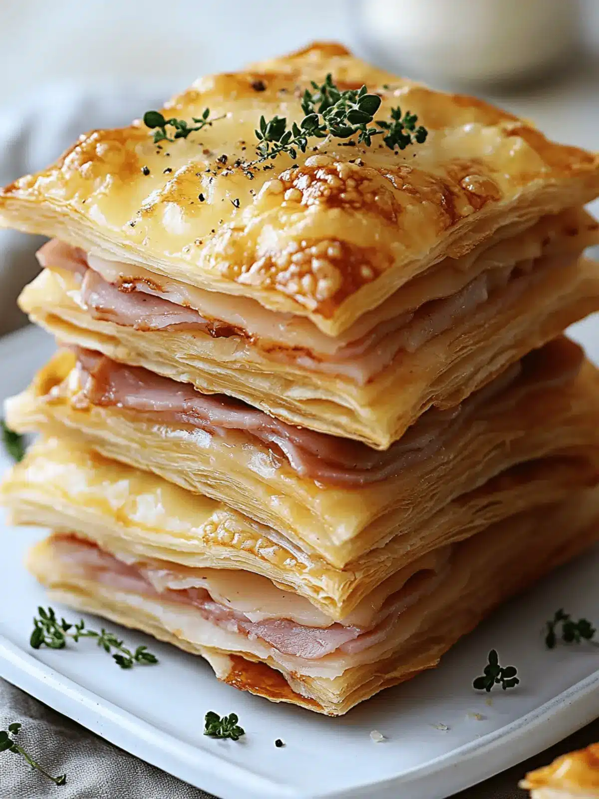 Crispy Ham & Cheese Puff Pastry Stacks