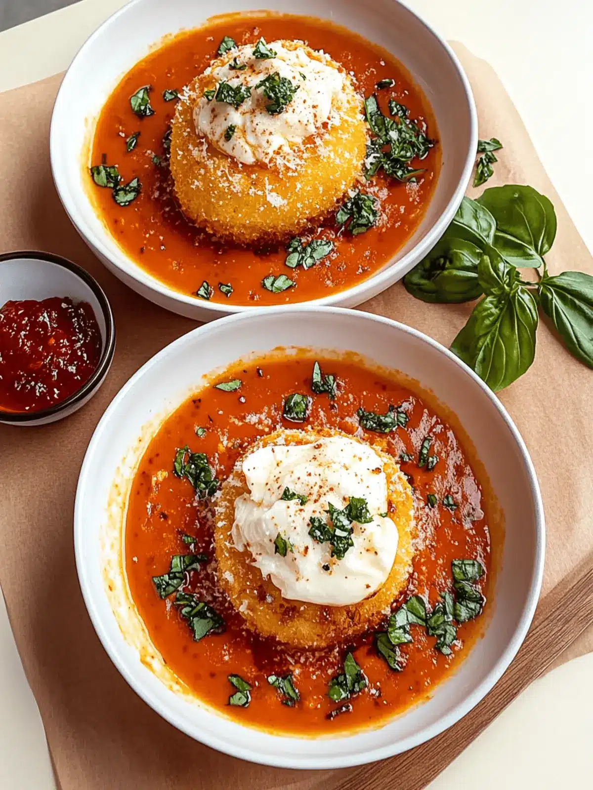 Fried Burrata with Spicy Vodka-Style Sauce