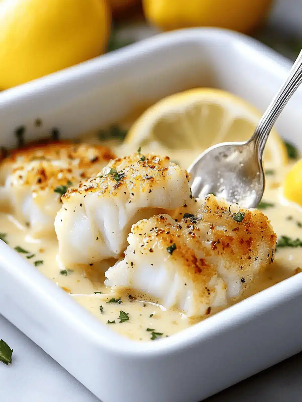 Baked Cod in Coconut Lemon Cream Sauce