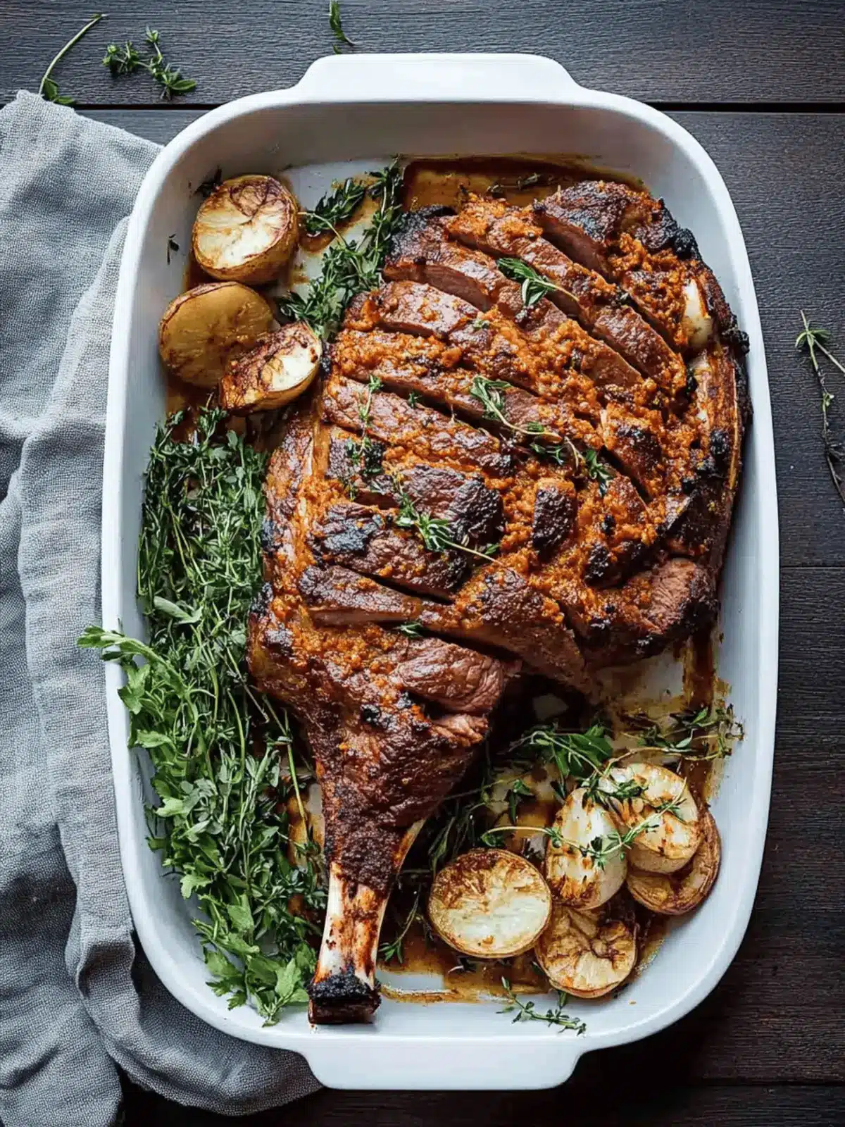 Leg of Lamb with Harissa Yogurt Crust