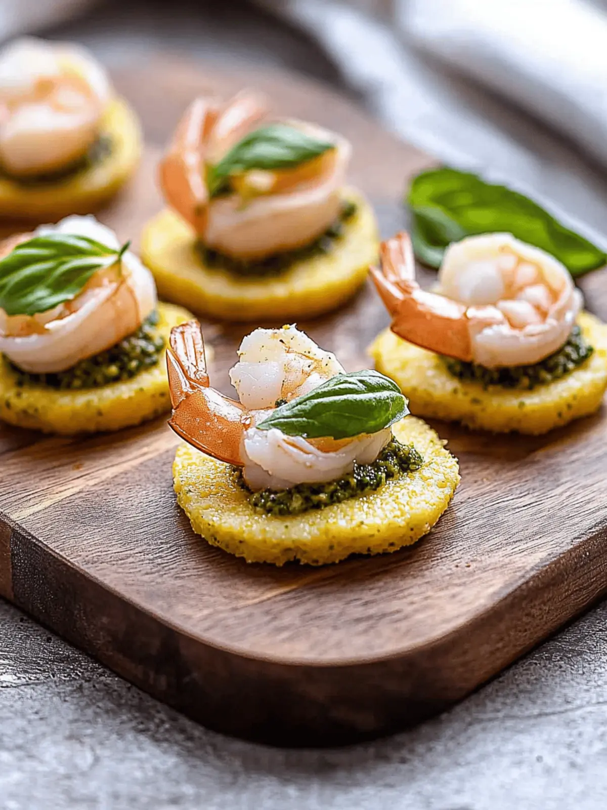 Butter Poached Shrimp and Pesto Polenta Bites