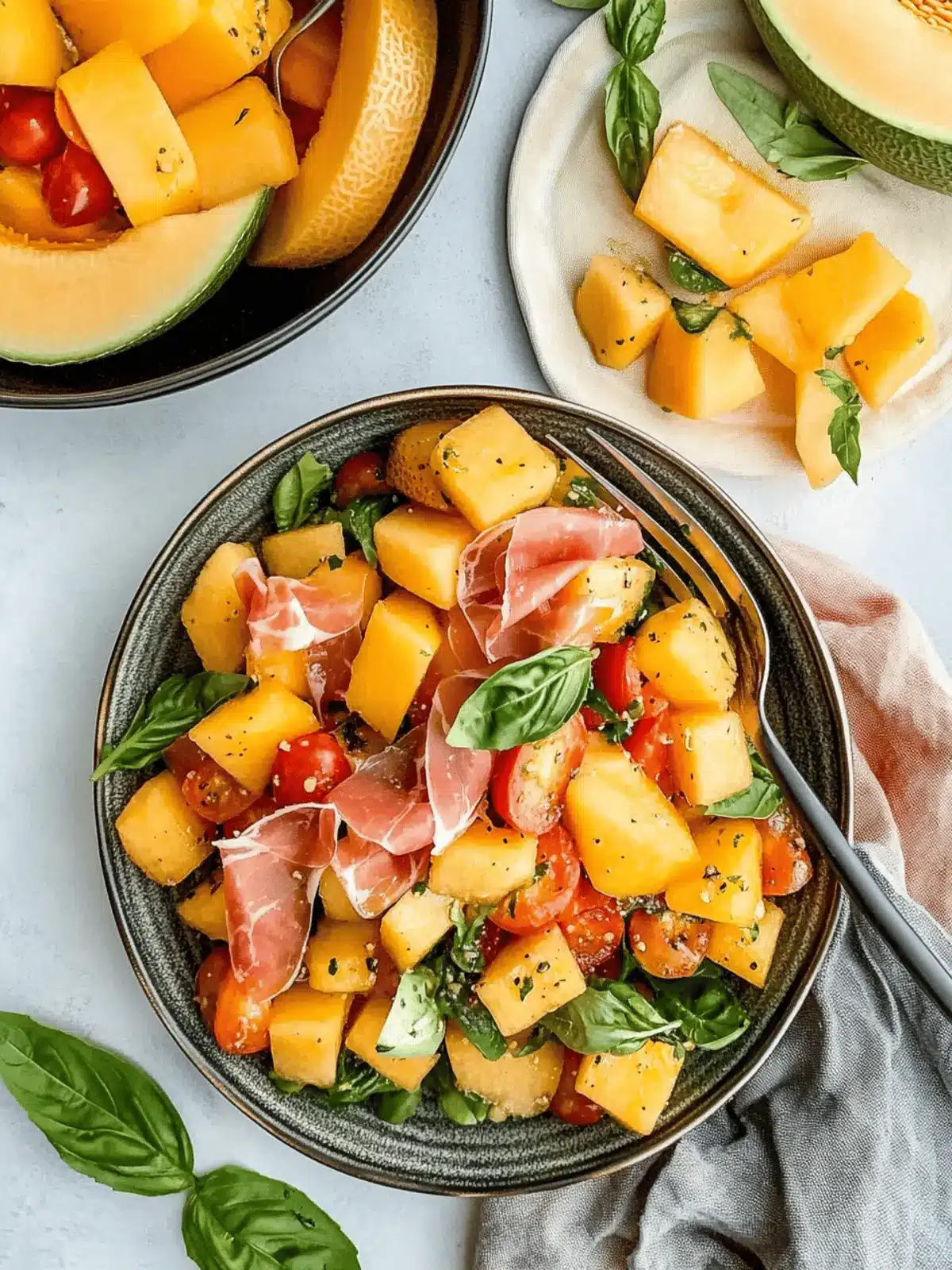 Summer Panzanella Salad with Cantaloupe and Prosciutto