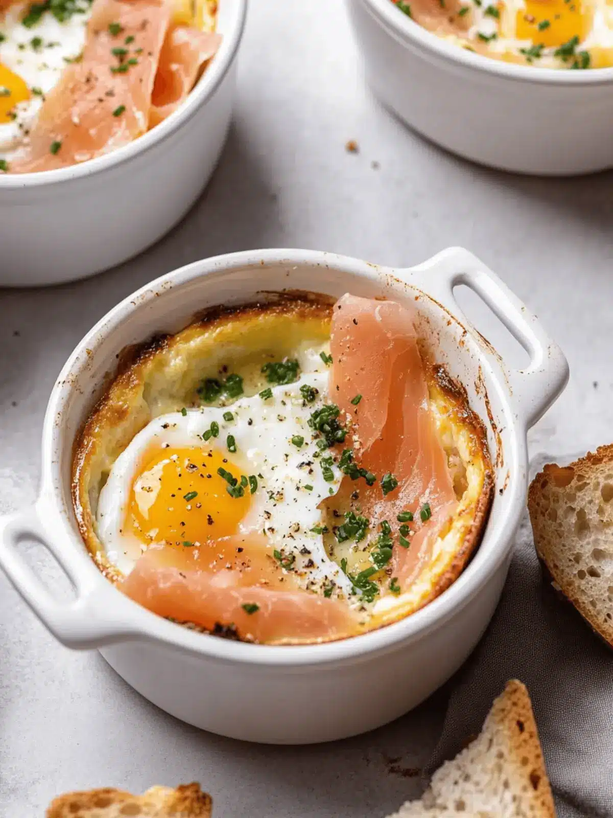 Eggs en Cocotte (Baked Eggs with Smoked Salmon)
