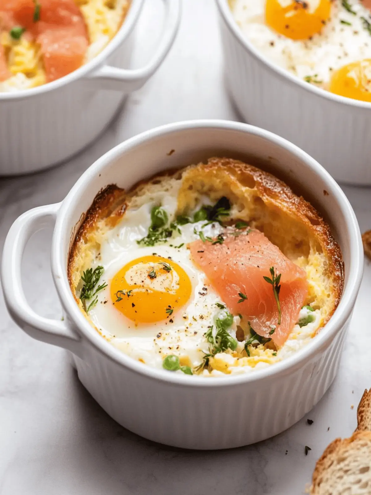 Eggs en Cocotte (Baked Eggs with Smoked Salmon)