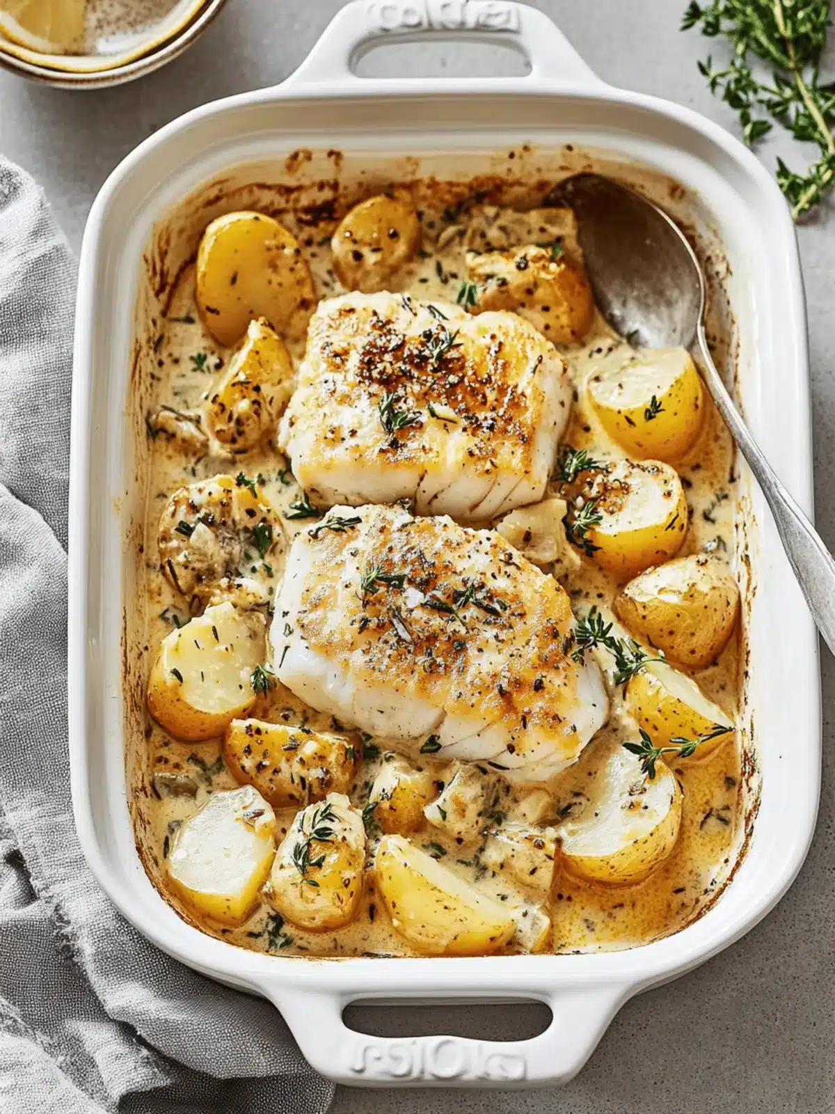 Cod & Potatoes in Rosemary Cream Sauce