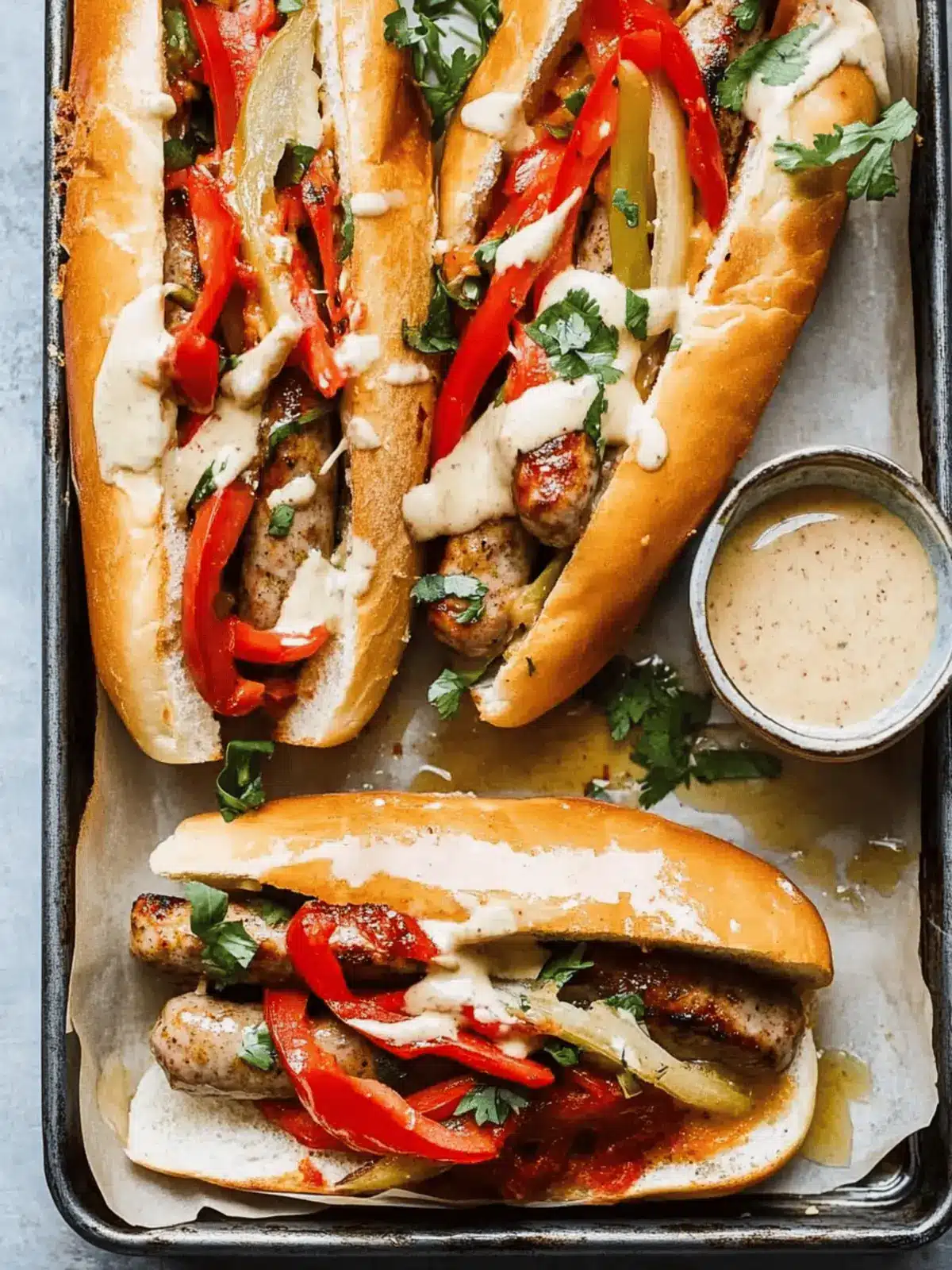 Sheet Pan Italian Sausage Heros with Honey Mustard