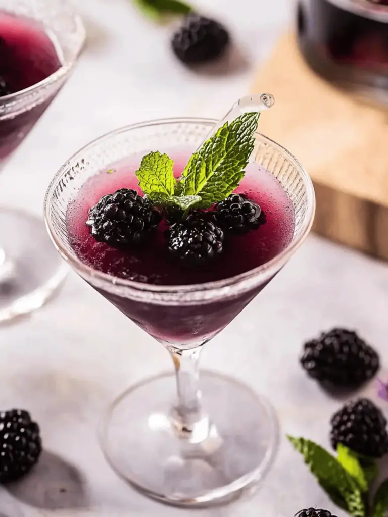 Muddled Blackberry and Mint Gin Cocktail