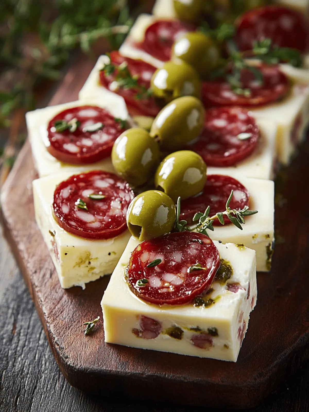 Marinated Cheese Appetizer with Salami & Green Olives