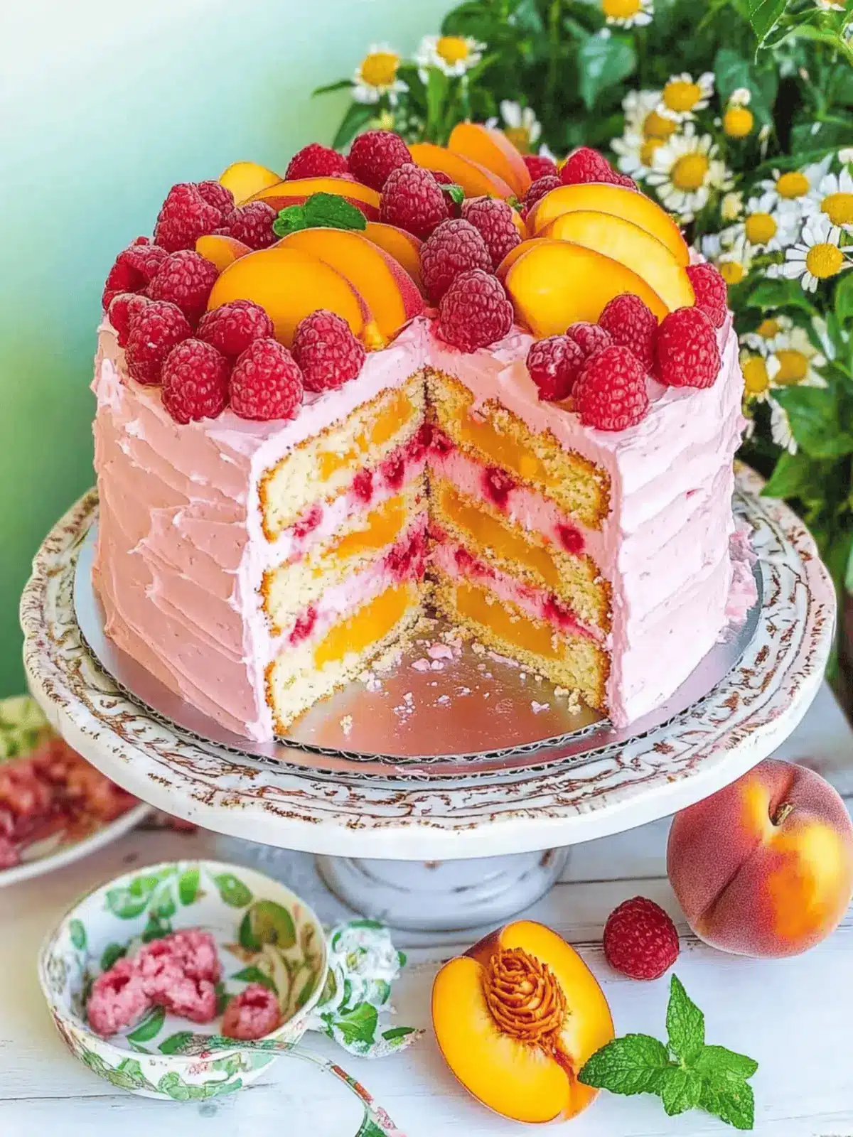 Raspberry Peach Cake