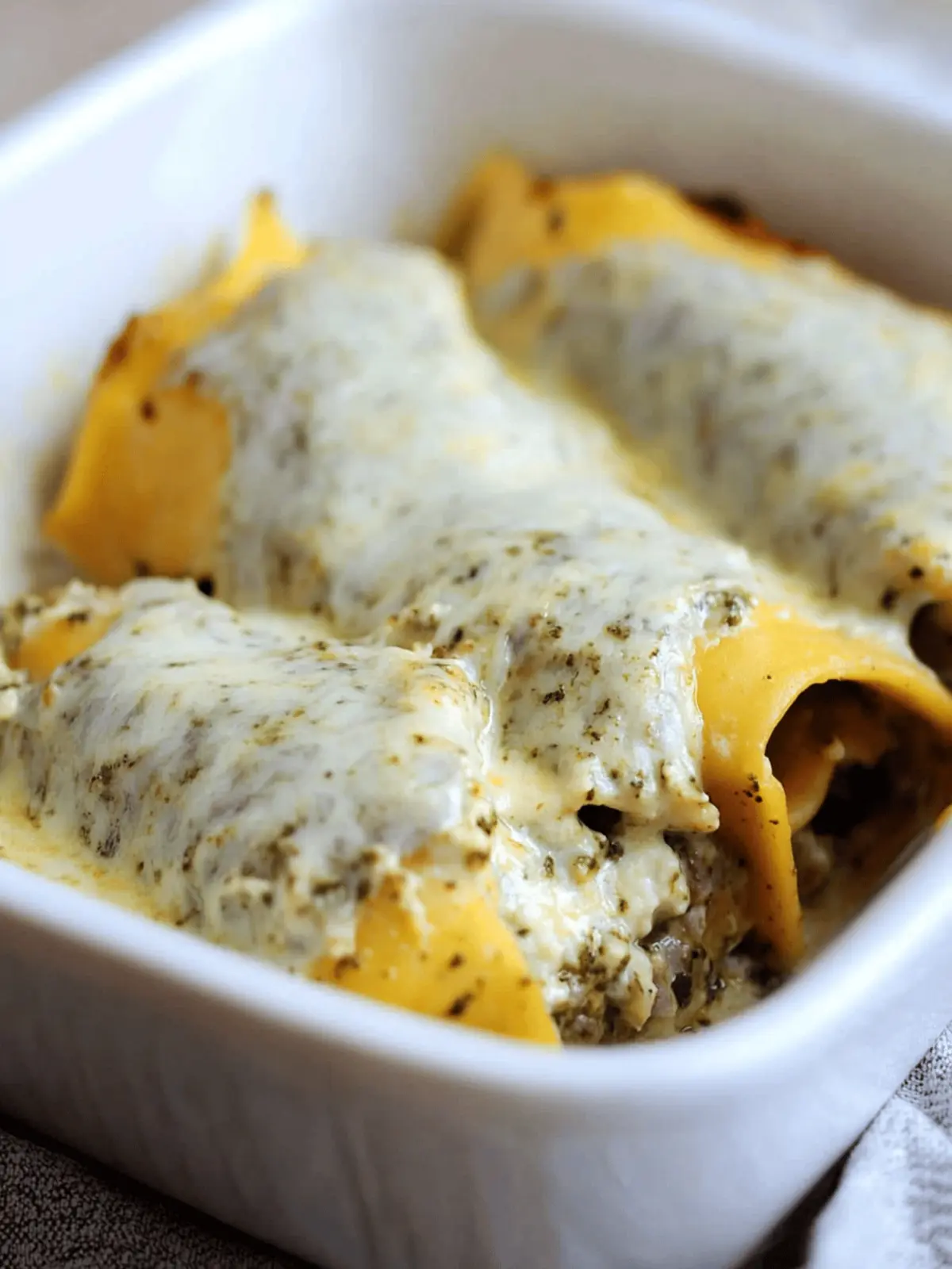Roasted Garlic Butternut Squash Lasagna Roll-ups with Sweet Italian Sausage and Pesto Cream Sauce