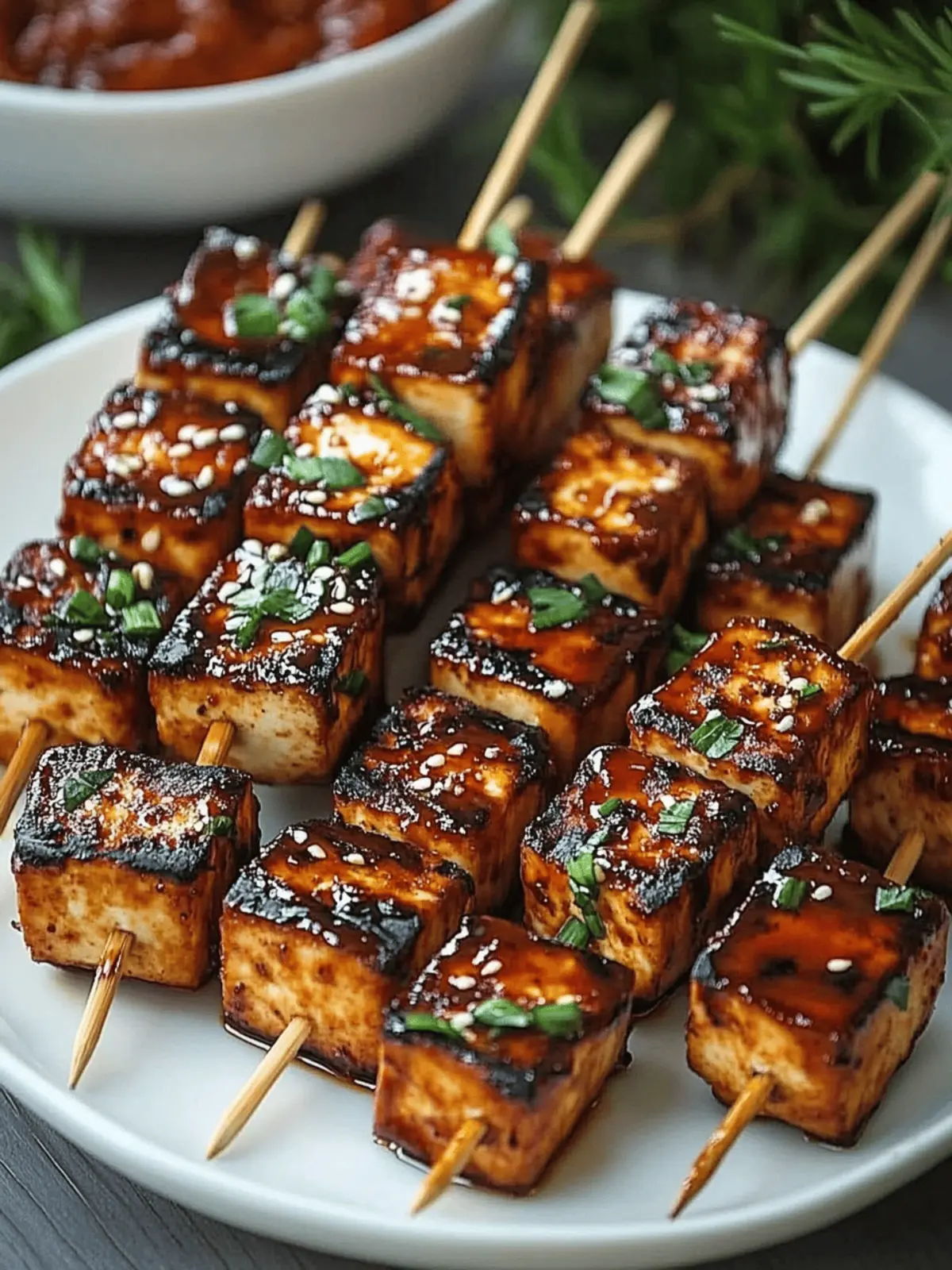 Korean Vegan BBQ Tofu Skewers