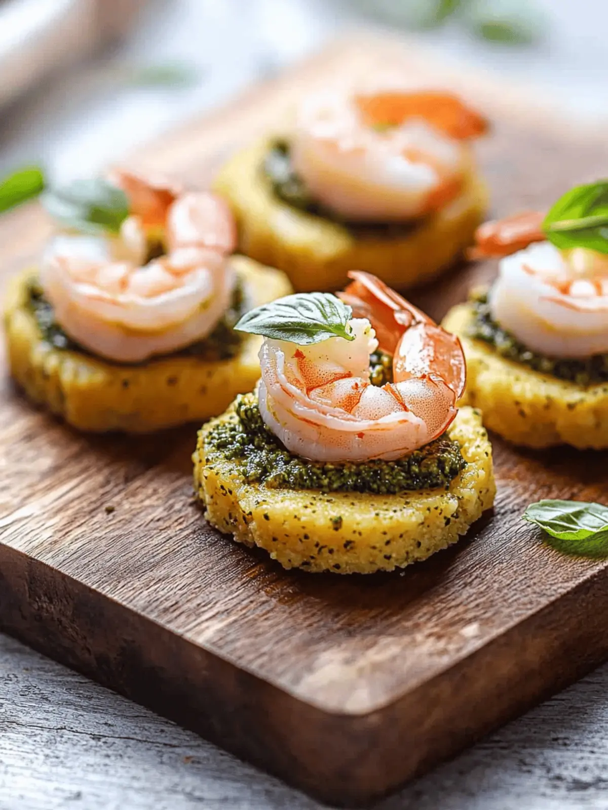 Butter Poached Shrimp and Pesto Polenta Bites