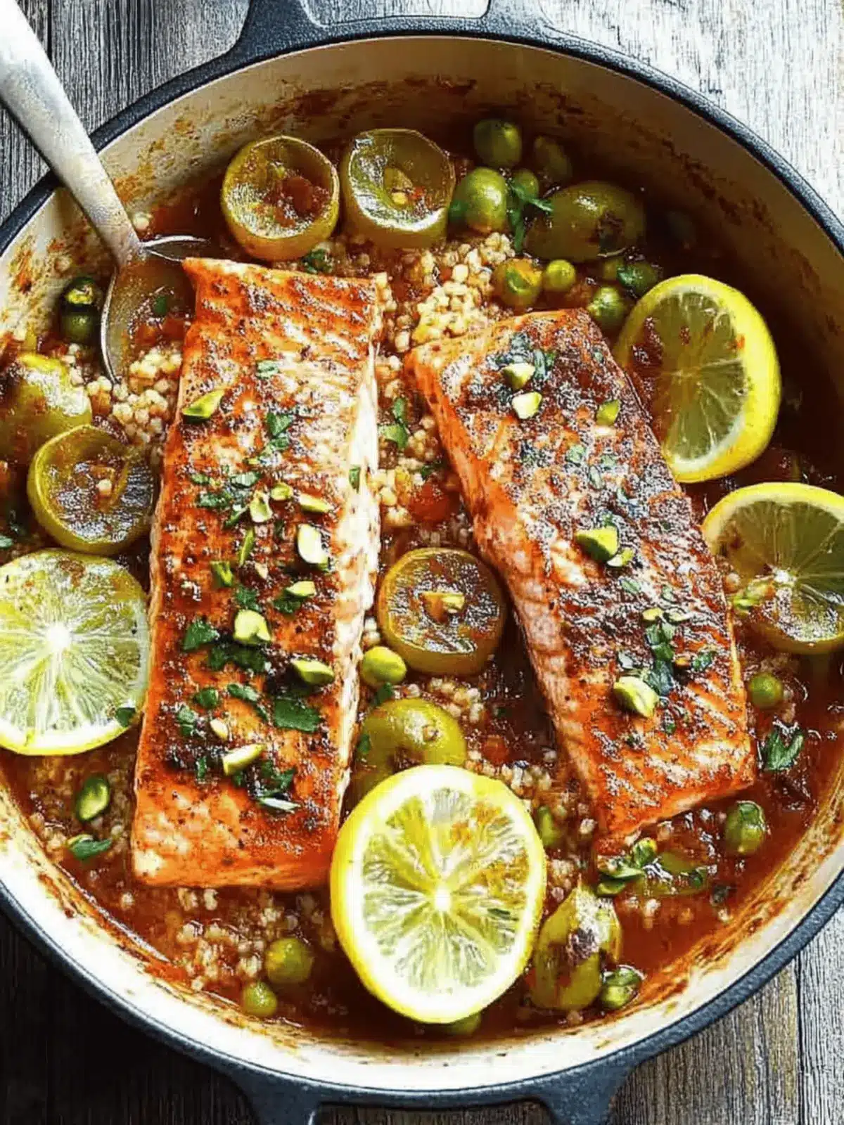 Spicy Moroccan Salmon with Pistachio Couscous