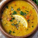 Vegan Lemon Lentil Soup with Turmeric