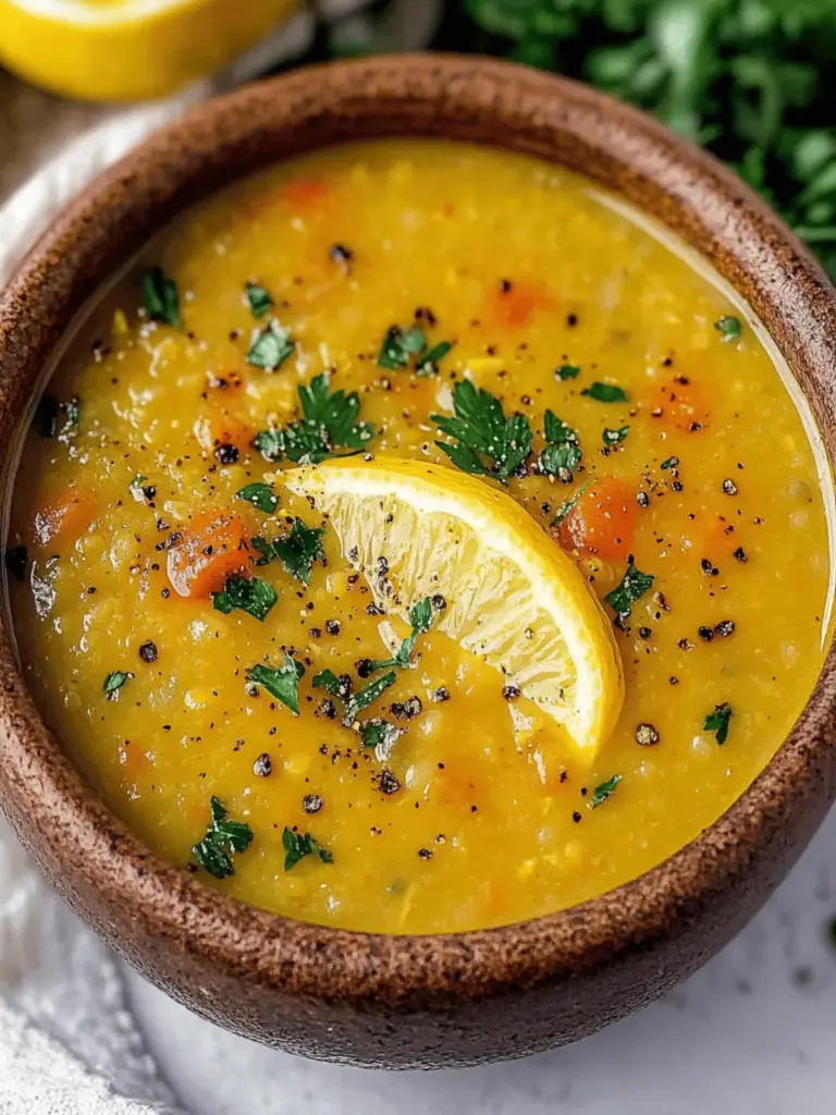 Vegan Lemon Lentil Soup with Turmeric