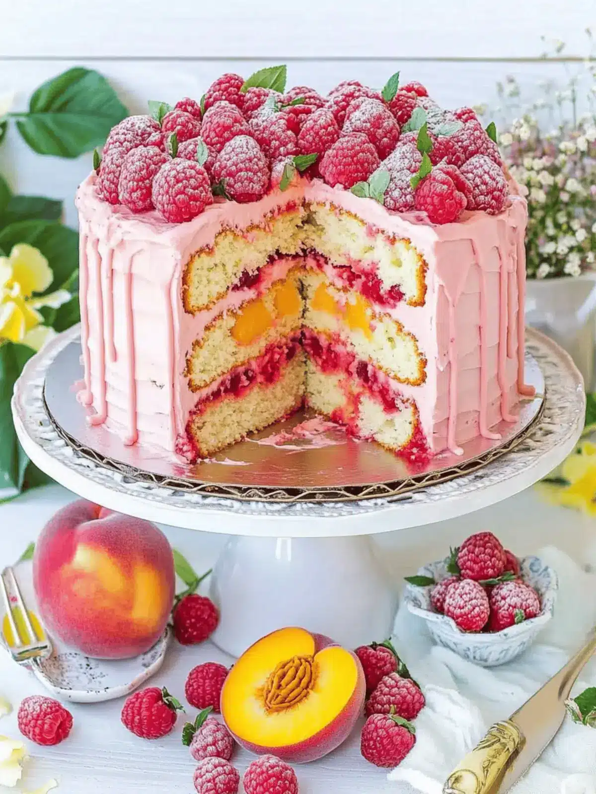 Raspberry Peach Cake