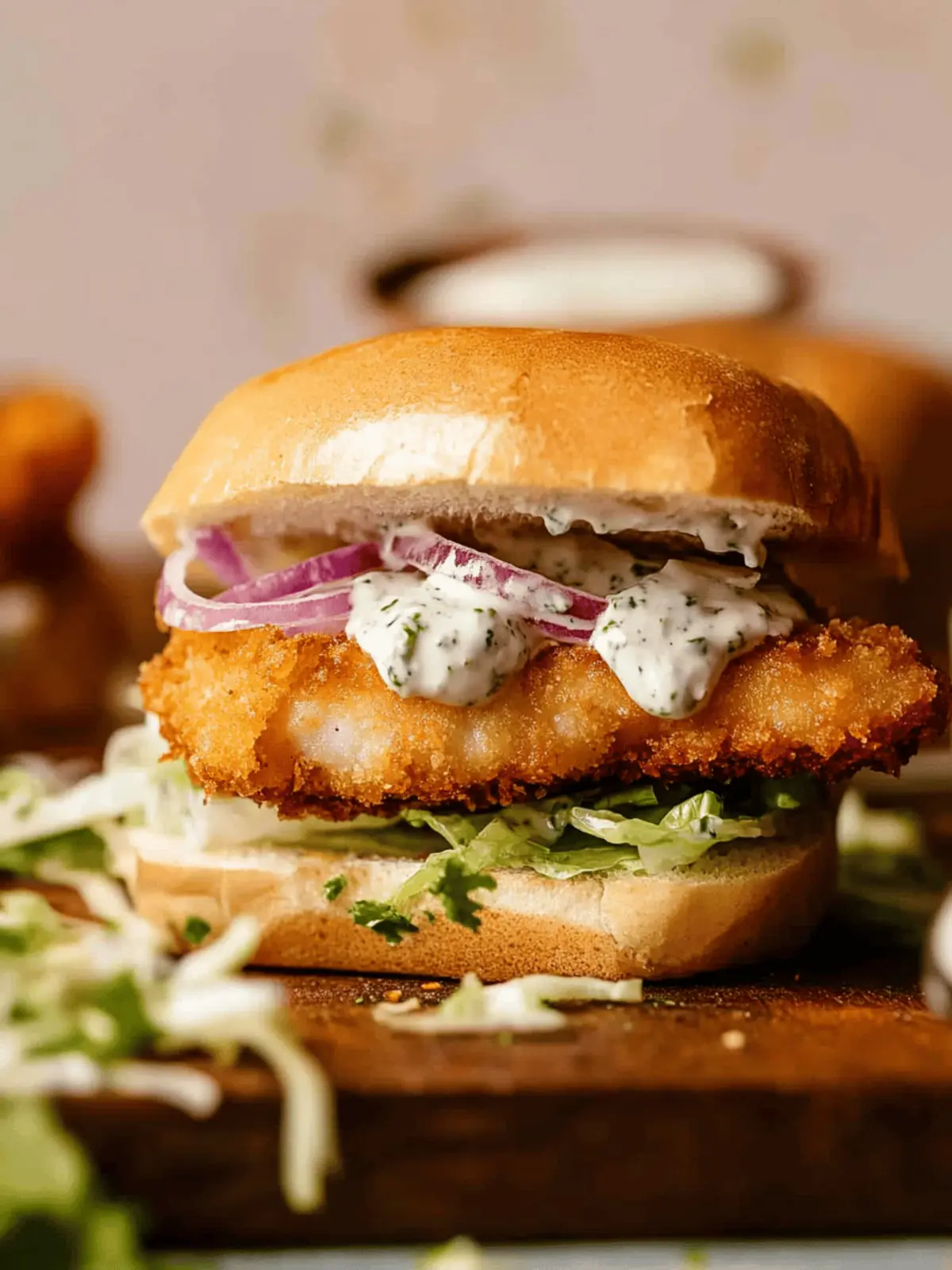 Crispy Cod Sandwich with Homemade Tartar Sauce